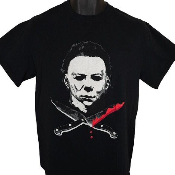 Halloween T Shirt Mens Size Medium Black Michael Myers Horror Movie Promo Retro - Picture 2 of 6